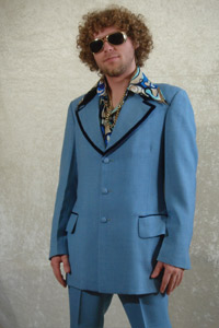 K Mid Blue w. Velvet Trim Retro Suit Kool 4 Kats Costume Hire