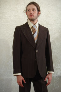 Brown Pinstripe Funky Retro Suit Kool 4 Kats Costume Hire