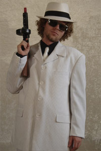 White Pinstripe Gangster Suit Kool 4 Kats Costume hire